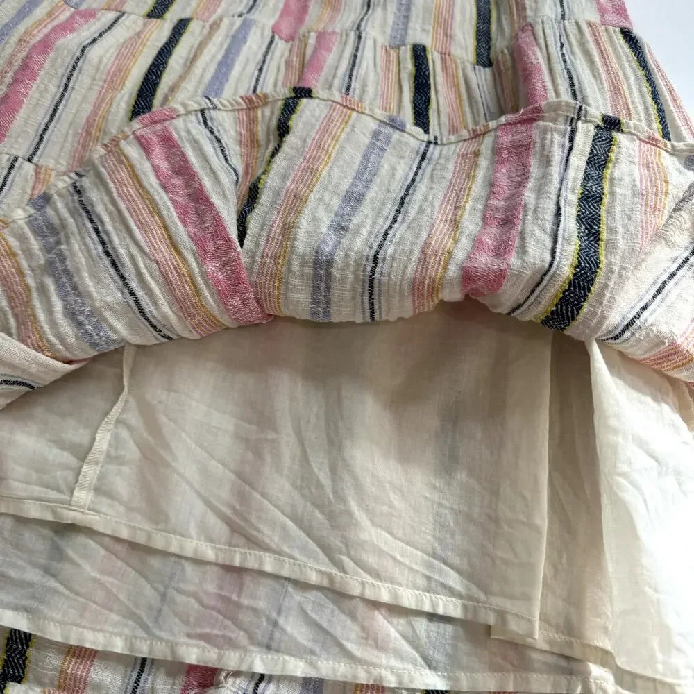 Women's Anthropologie Georgina Tiered Ruffle Babydoll Stripe Boho Shirt Dress XS